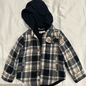 Appaman Kid’s Fleece-Lined Flannel Shirt, Hooded Plaid